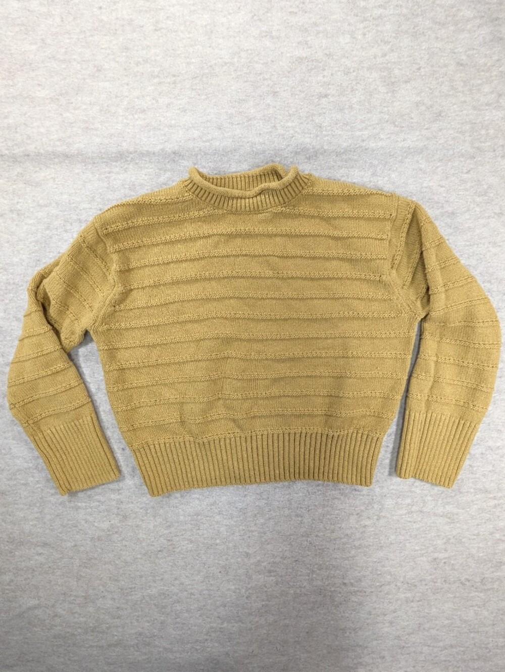 Brit.NY 100% Cotton Like New Mustard Goldenrod Textured Roll Neck Sweater XS